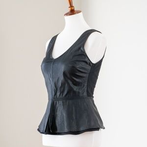 Peplum Faux Leather Vest